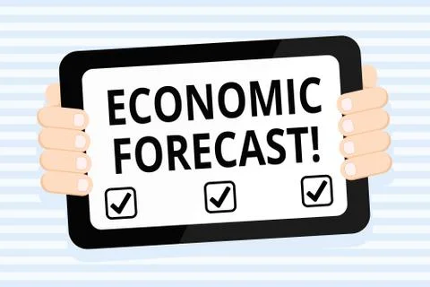 Writing note showing Economic Forecast. Business photo showcasing attempting to Stock Illustration
