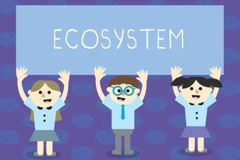 Writing note showing Ecosystem. Business photo showcasing biological community Ilustración de archivo