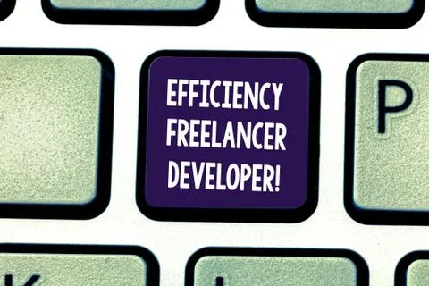 Writing note showing Efficiency Freelancer Developer. Business photo showcasing Stock Photos