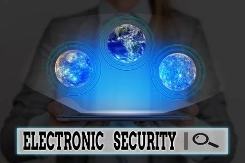 Writing note showing Electronic Security. Business photo showcasing electronic Stock Photos