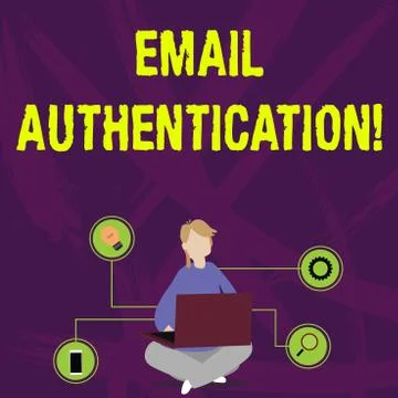 Writing note showing Email Authentication. Business photo showcasing used to Stockillustratie