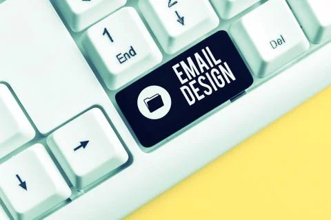 Writing note showing Email Design. Business photo showcasing reusable HTML file Stock-Fotos
