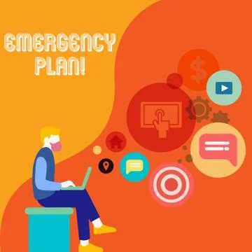 Writing note showing Emergency Plan. Business photo showcasing actions developed Stock Illustration