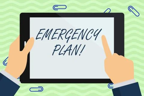 Writing note showing Emergency Plan. Business photo showcasing actions developed 스톡 일러스트