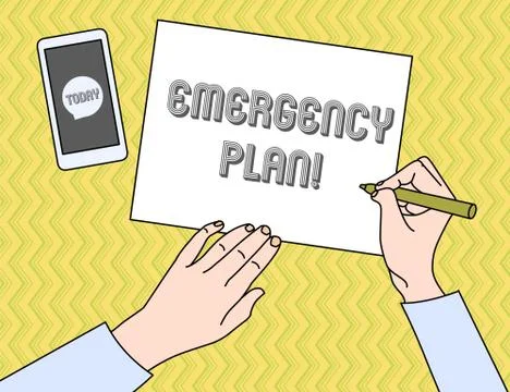 Writing note showing Emergency Plan. Business photo showcasing actions developed Stock Illustration