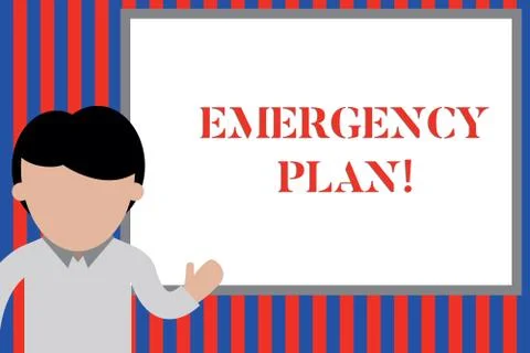 Writing note showing Emergency Plan. Business photo showcasing actions developed 스톡 일러스트