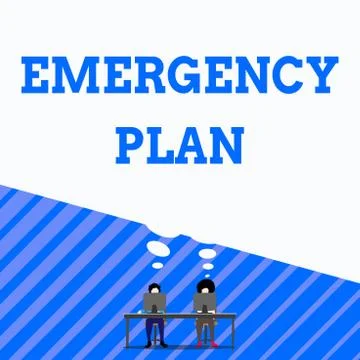 Writing note showing Emergency Plan. Business photo showcasing procedures for Ilustración de archivo