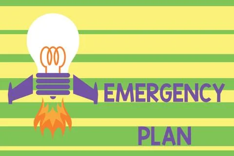 Writing note showing Emergency Plan. Business photo showcasing procedures for Ilustración de archivo