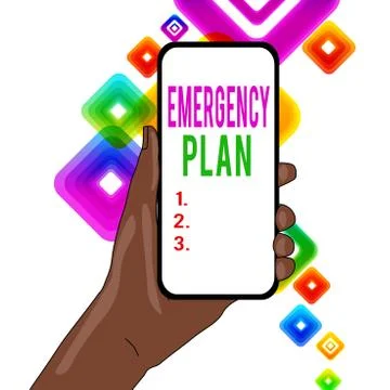 Writing note showing Emergency Plan. Business photo showcasing procedures for Ilustración de archivo