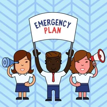 Writing note showing Emergency Plan. Business photo showcasing procedures for Ilustración de archivo