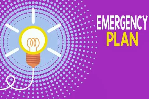 Writing note showing Emergency Plan. Business photo showcasing procedures for Ilustración de archivo