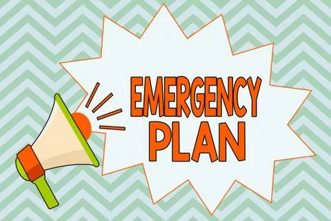 Writing note showing Emergency Plan. Business photo showcasing procedures for Ilustración de archivo
