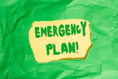 Writing note showing Emergency Plan. Business photo showcasing actions developed Stock Photos