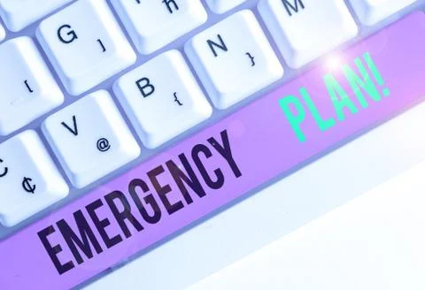 Writing note showing Emergency Plan. Business photo showcasing actions developed 写真素材