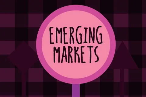Writing note showing  Emerging Markets. Business photo showcasing country tha Illustrazione stock