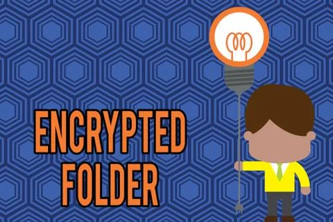 Writing note showing Encrypted Folder. Business photo showcasing protect Stock Illustration