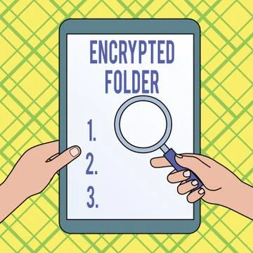Writing note showing Encrypted Folder. Business photo showcasing protect Stock Illustration