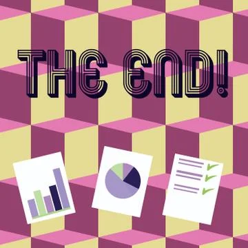 Writing note showing The End. Business photo showcasing final part of something Stock Illustration