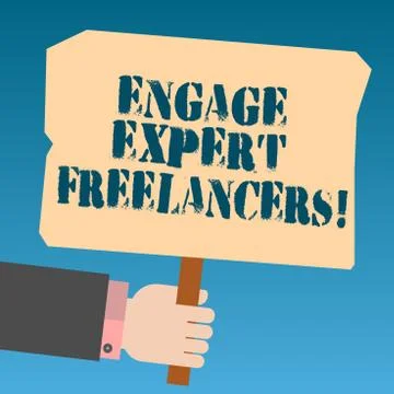 Writing note showing Engage Expert Freelancers. Business photo showcasing Hiring Illustrazione stock