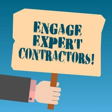 Writing note showing Engage Expert Contractors. Business photo showcasing Hiring Stock Illustration