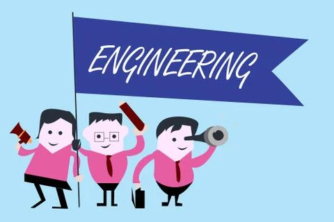 Writing note showing Engineering. Business photo showcasing Science concerned Stock Illustration