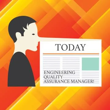 Writing note showing Engineering Quality Assurance Manager. Business photo Stockillustratie
