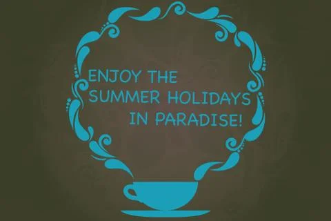 Writing note showing Enjoy The Summer Holidays In Paradise. Business photo Illustrazione stock