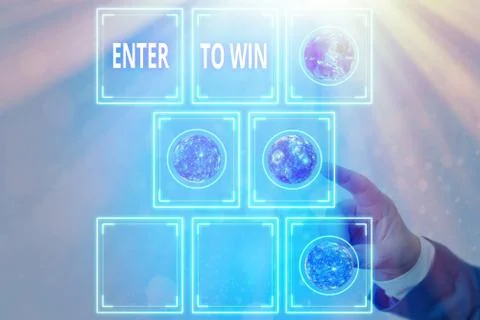 Writing note showing Enter To Win. Business photo showcasing exchanging Stock Photos