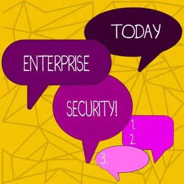 Writing note showing Enterprise Security. Business photo showcasing decreasing Stock Illustration
