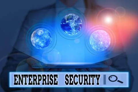 Writing note showing Enterprise Security. Business photo showcasing decreasing Foto stock