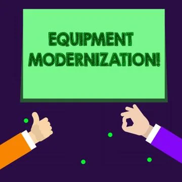 Writing note showing Equipment Modernization. Business photo showcasing chang Illustrazione stock