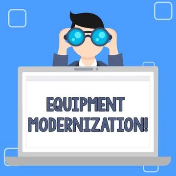Writing note showing Equipment Modernization. Business photo showcasing chang Stock Illustration