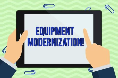 Writing note showing Equipment Modernization. Business photo showcasing chang Stock Illustration