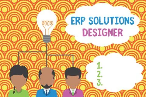 Writing note showing Erp Solutions Designer. Business photo showcasing elegant 스톡 일러스트