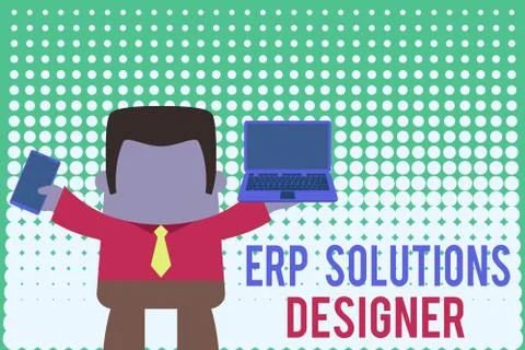 Writing note showing Erp Solutions Designer. Business photo showcasing elegant 스톡 일러스트