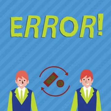 Writing note showing Error. Business photo showcasing state or condition of Stock-Illustration