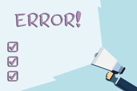 Writing note showing Error. Business photo showcasing state or condition of Stock-Illustration