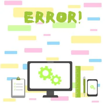 Writing note showing Error. Business photo showcasing state or condition of Stock-Illustration