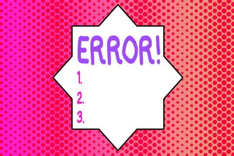 Writing note showing Error. Business photo showcasing state or condition of Stock-Illustration