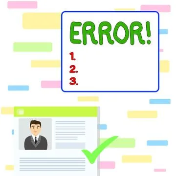 Writing note showing Error. Business photo showcasing state or condition of Stock-Illustration