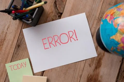 Writing note showing Error. Business photo showcasing state or condition of Foto stock
