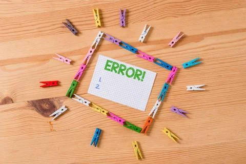 Writing note showing Error. Business photo showcasing state or condition of 库存照片