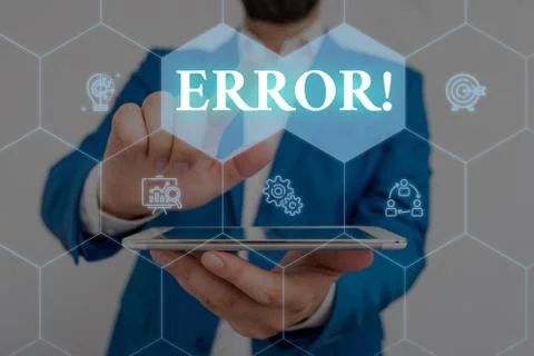 Writing note showing Error. Business photo showcasing state or condition of Foto stock