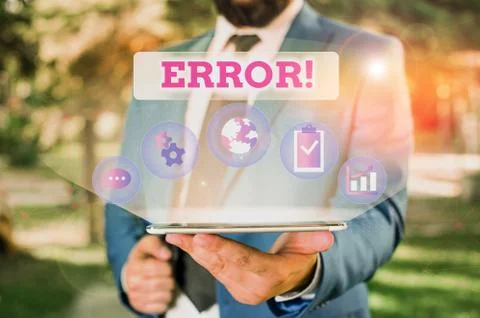 Writing note showing Error. Business photo showcasing state or condition of Foto stock