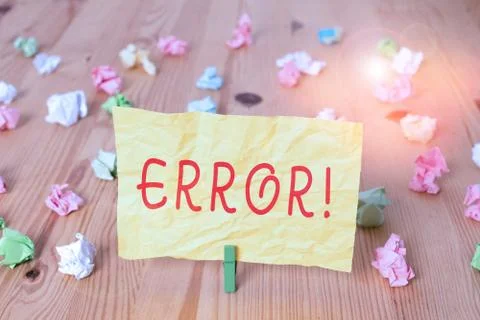 Writing note showing Error. Business photo showcasing state or condition of Foto stock