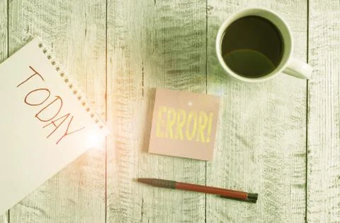 Writing note showing Error. Business photo showcasing state or condition of 스톡 사진