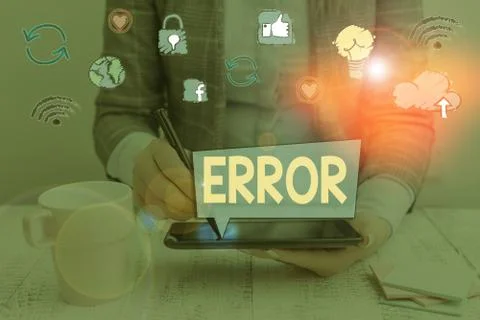Writing note showing Error. Business photo showcasing mistake Condition of being Stock-Fotos