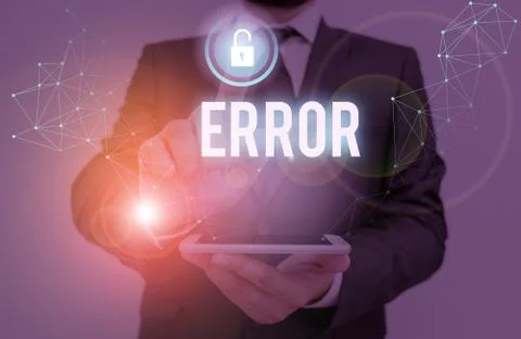 Writing note showing Error. Business photo showcasing mistake Condition of being Stock-Fotos