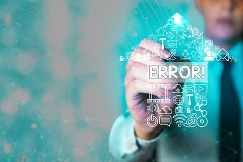 Writing note showing Error. Business photo showcasing state or condition of Foto stock