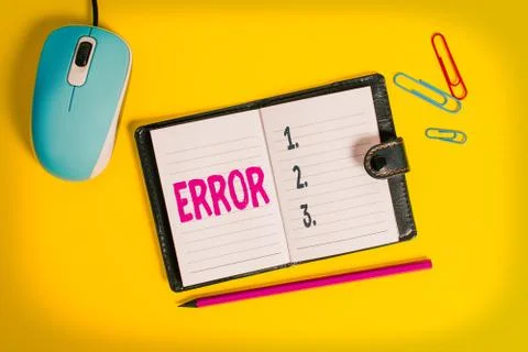 Writing note showing Error. Business photo showcasing state or condition of 스톡 사진